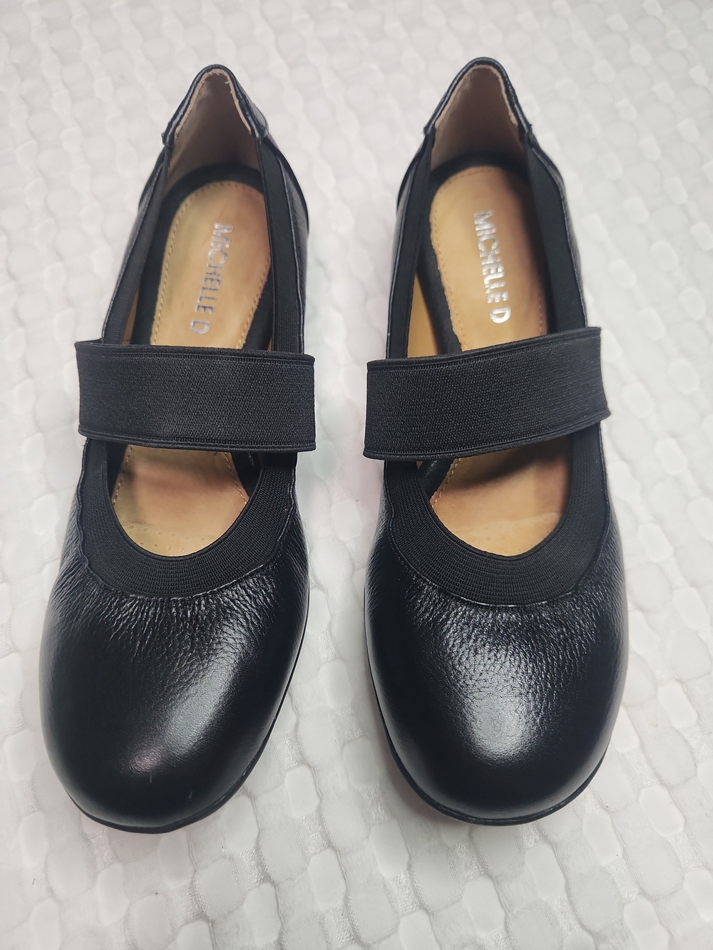 Michelle D Black Mary Jane Elastic Strap Flats